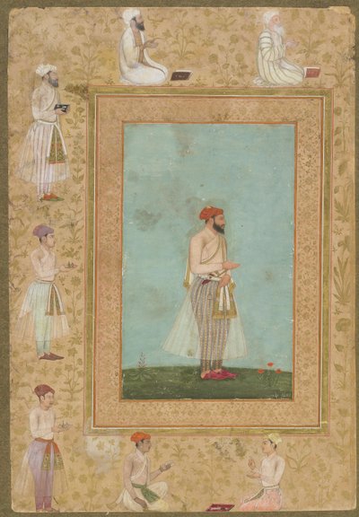 A Courtier, from the late Shahjahan Album, detached manuscript folio, c.1650 by Mughal School